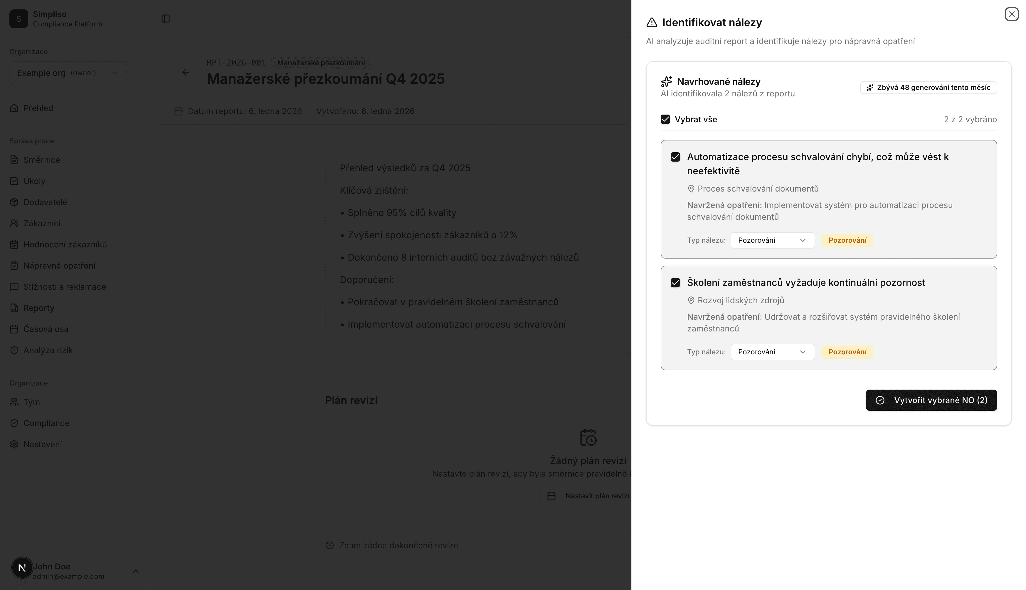 Dialog extrakce nálezů pomocí AI